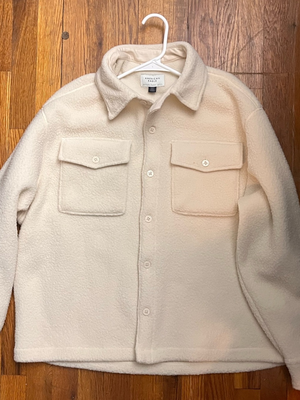 American Eagle Outfitters Cream Fleece Shacket